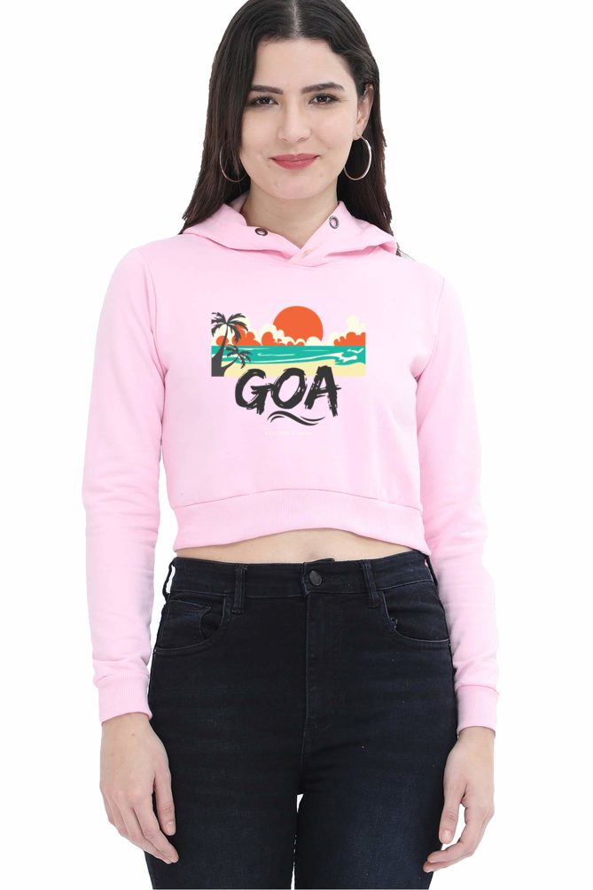 TrendzyKart Goa Digital Print Women Crop Hoodies