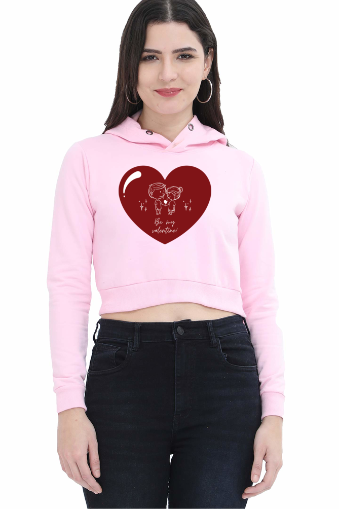 TrendzyKart Be My Valentine Digital Print Women Crop Hoodies