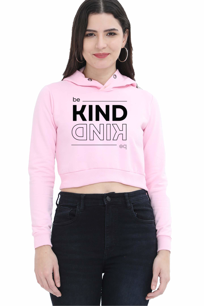 TrendzyKart Be Kind Digital Print Women Crop Hoodies