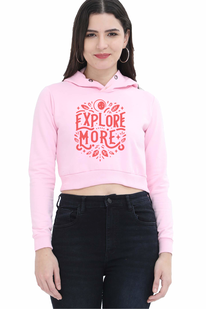 TrendzyKart Explore More Digital Print Women Crop Hoodies