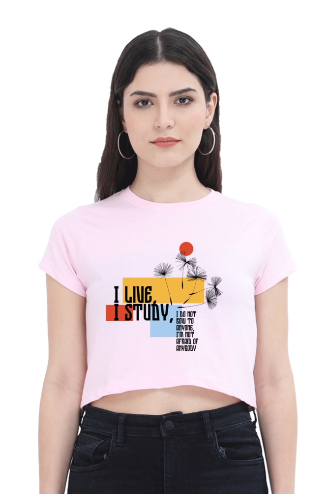 TrendzyKart I live I Study Digital Print Women Crop Top