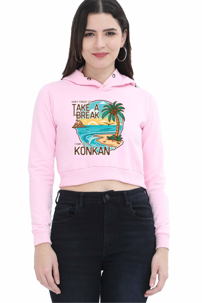 TrendzyKart Konkan Digital Print Women Crop Hoodies