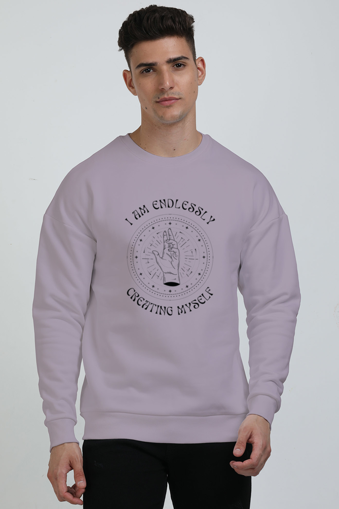 TrendzyKart Unisex Oversized Sweatshirts - I am Endlessley Creating Myself