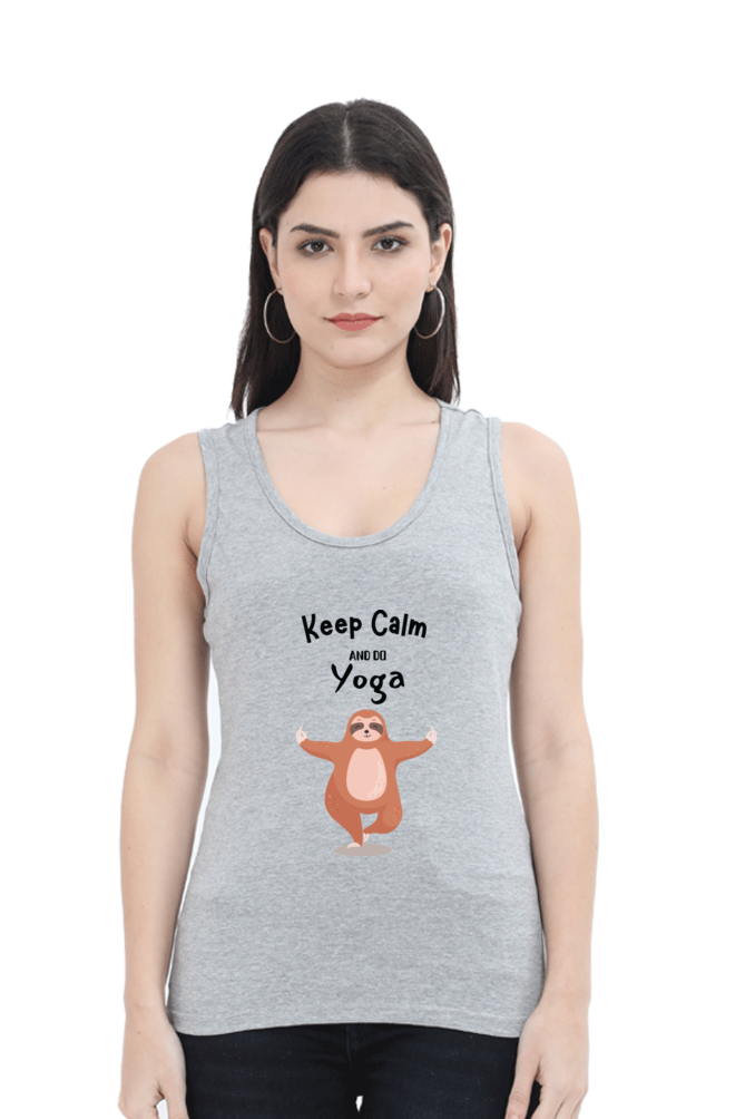 TrendzyKart Keep Calm And Do Yoga Print Women Tank Top