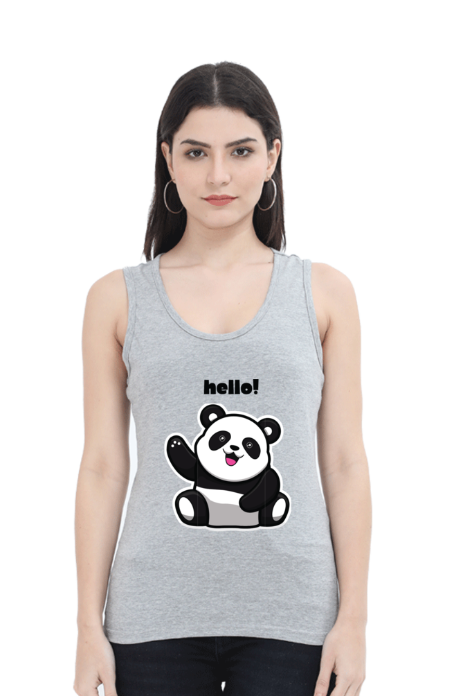 TrendzyKart Hello Panda Print Women Tank Top