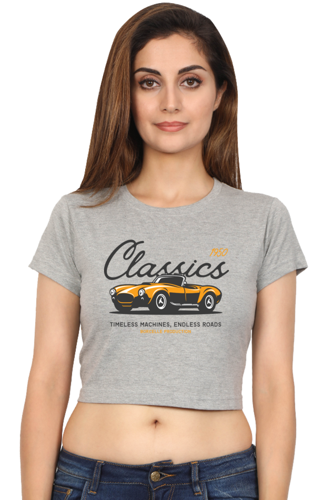 TrendzyKart Classic 1950 Vintage Car Digital Print Women Crop Top