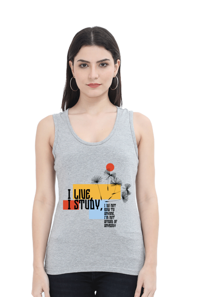 TrendzyKart I Live I Study Digital Print Women Tank Top