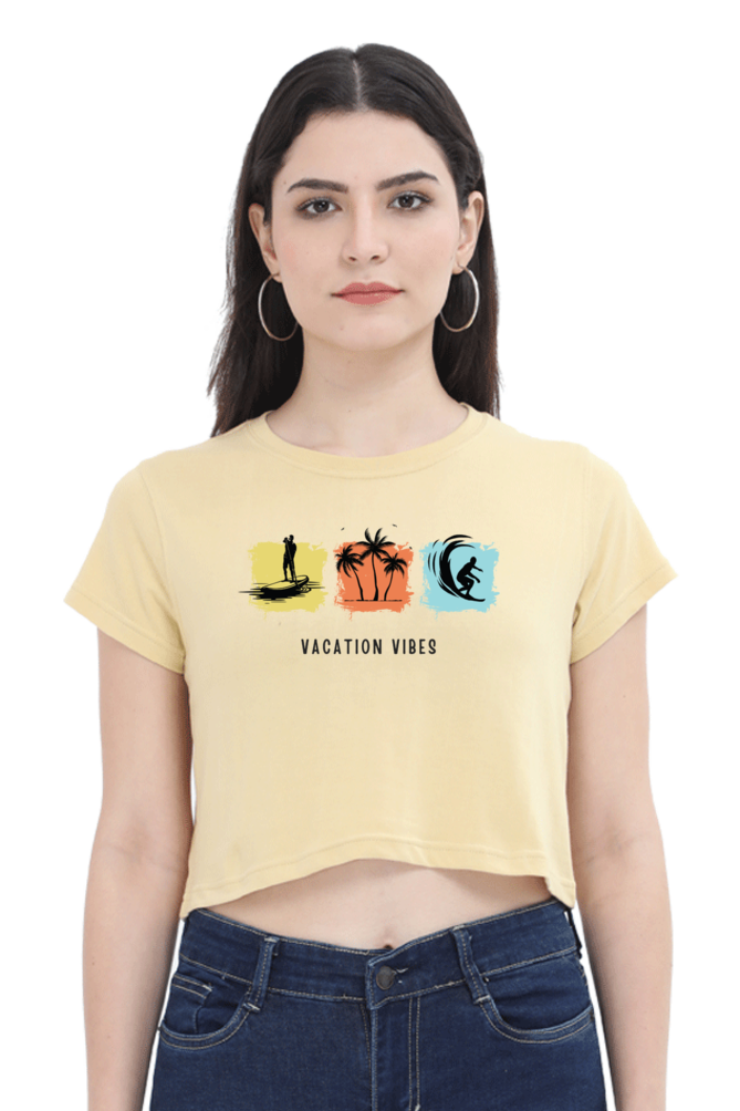 TrendzyKart Vacation Vibes Digital Print Women Crop Top