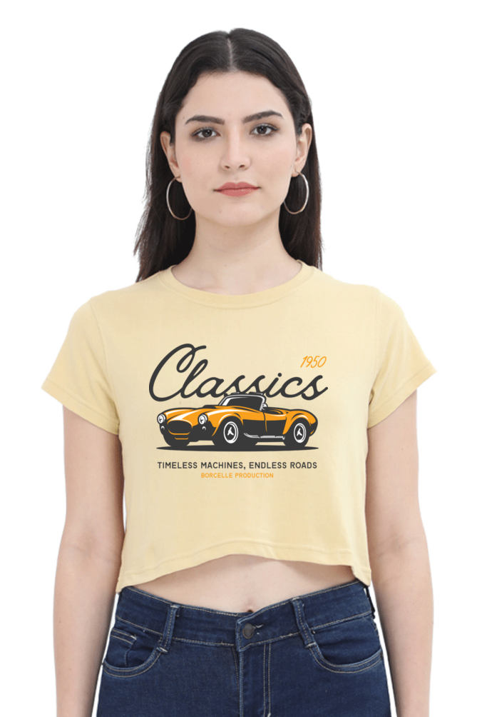 TrendzyKart Classic 1950 Vintage Car Digital Print Women Crop Top