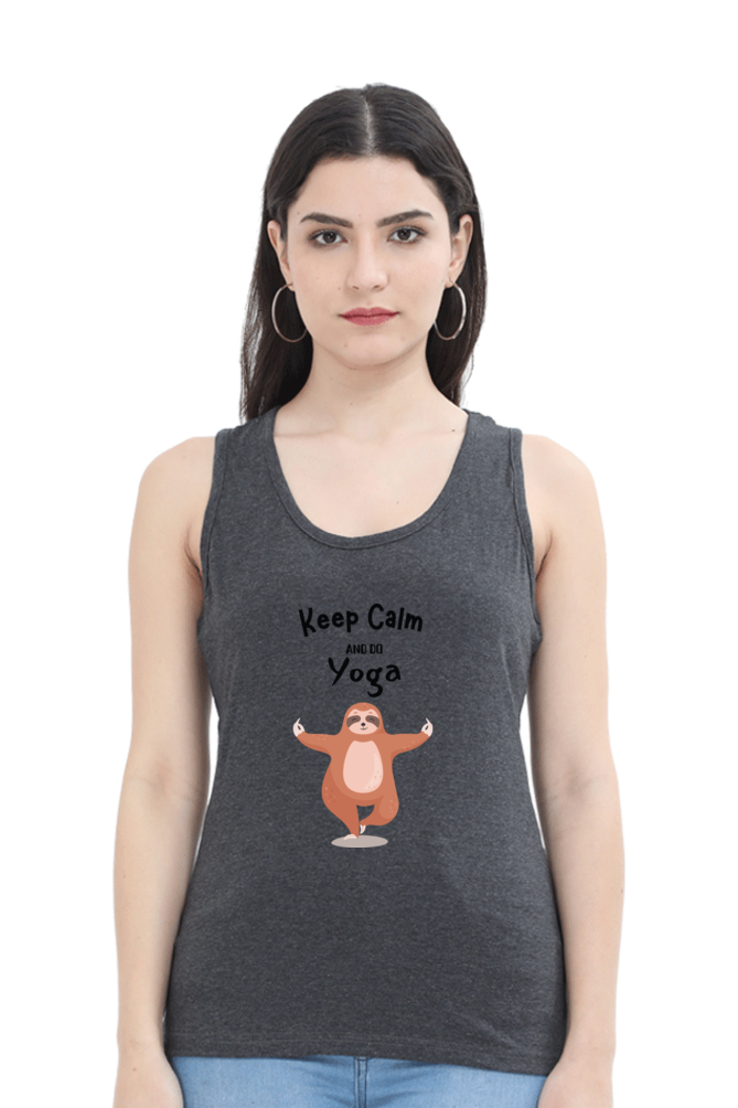 TrendzyKart Keep Calm And Do Yoga Print Women Tank Top