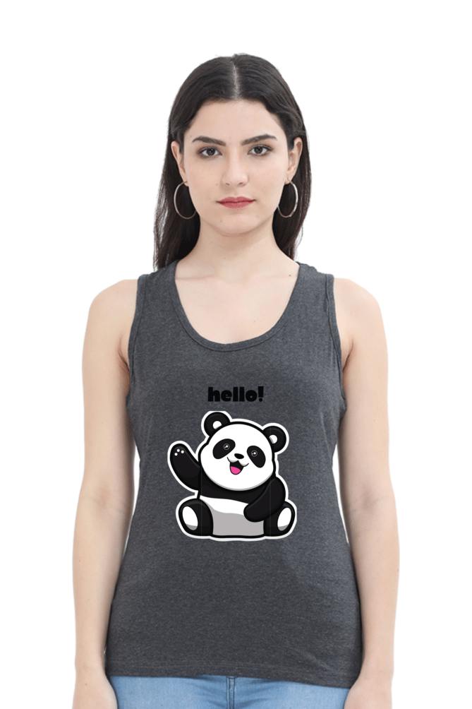 TrendzyKart Hello Panda Print Women Tank Top