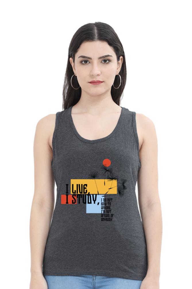 TrendzyKart I Live I Study Digital Print Women Tank Top