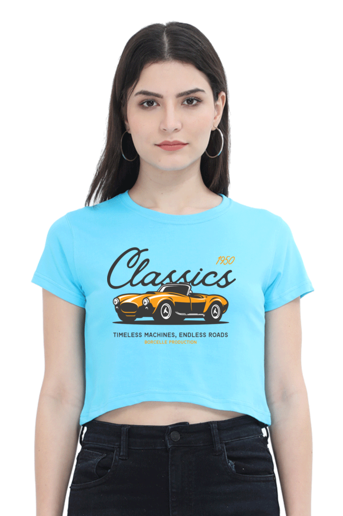 TrendzyKart Classic 1950 Vintage Car Digital Print Women Crop Top