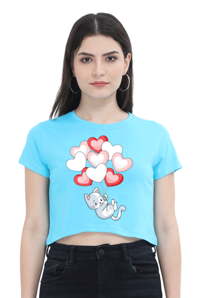 TrendzyKart Cat Lover Digital Print Women Crop Top