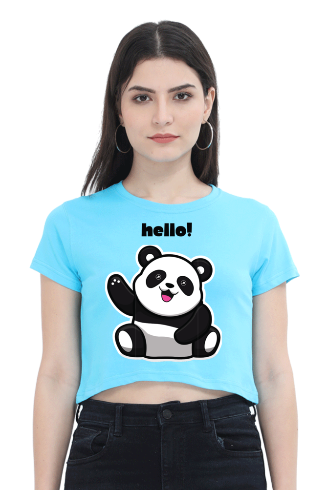 TrendzyKart Hello Panda Digital Print Women Crop Top