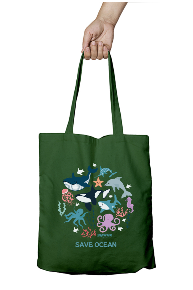 Save Ocean Print Unisex Tote Bag With Zipper